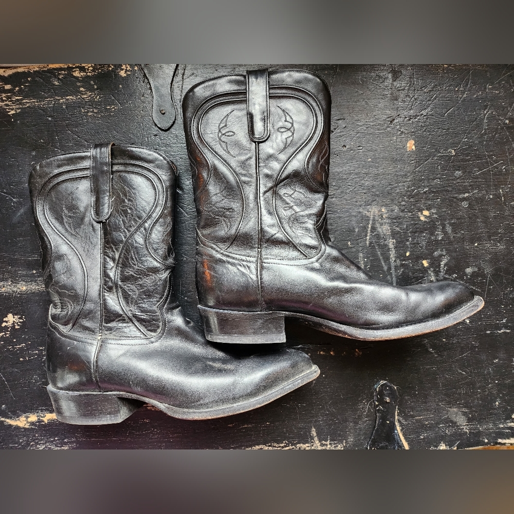 Vintage Tony Lama 9.5 Leather Men's Cowboy Boots Made In USA